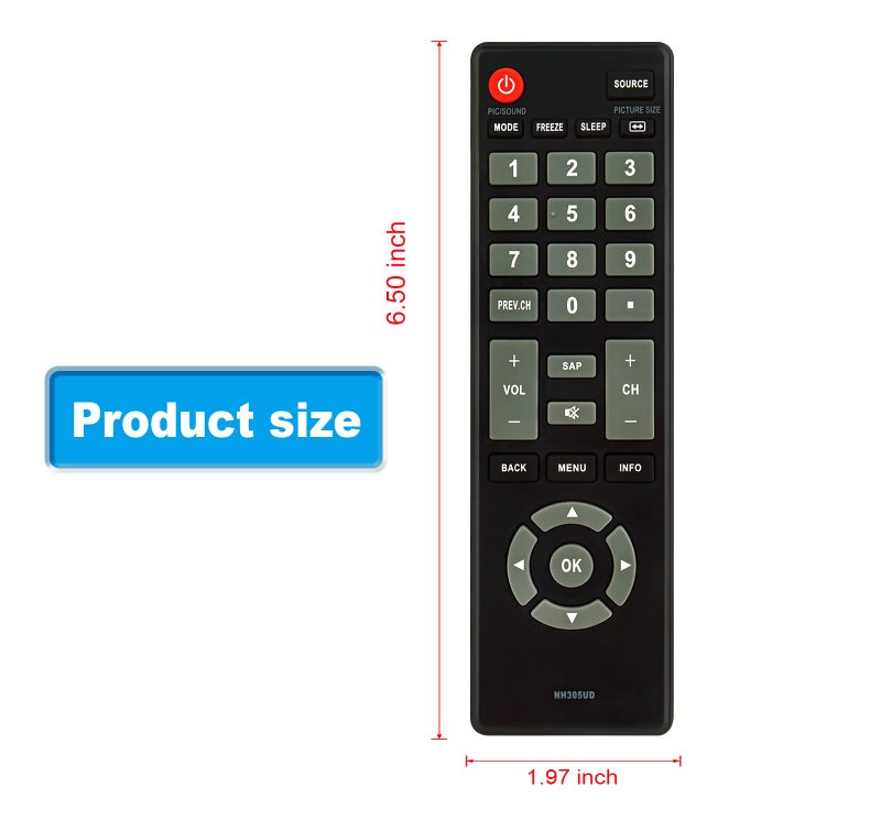 AULCMEET NH305UD Replace Remote Control Compatible with Emerson TV LF501EM4 LF501EM4F LC320EM3FA LF402EM6 LF402EM6F LF461EM4 LF461EM4A LF501EM4A LF501EM5 LF501EM5F LF501EM6F NH310UP 32FNT004 NH305UD NH303UD - Image 2